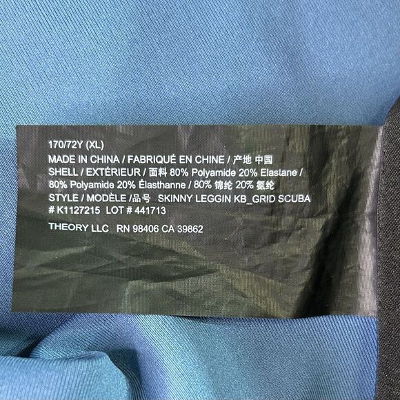 Theory Women’s Pants XL Skinny Leggings Style 170/72Y Blue Grid Stretch Pull-On - Picture 6 of 10